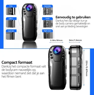 Deluqse Bodycam Actioncam 1080P FullHD 125º Lens