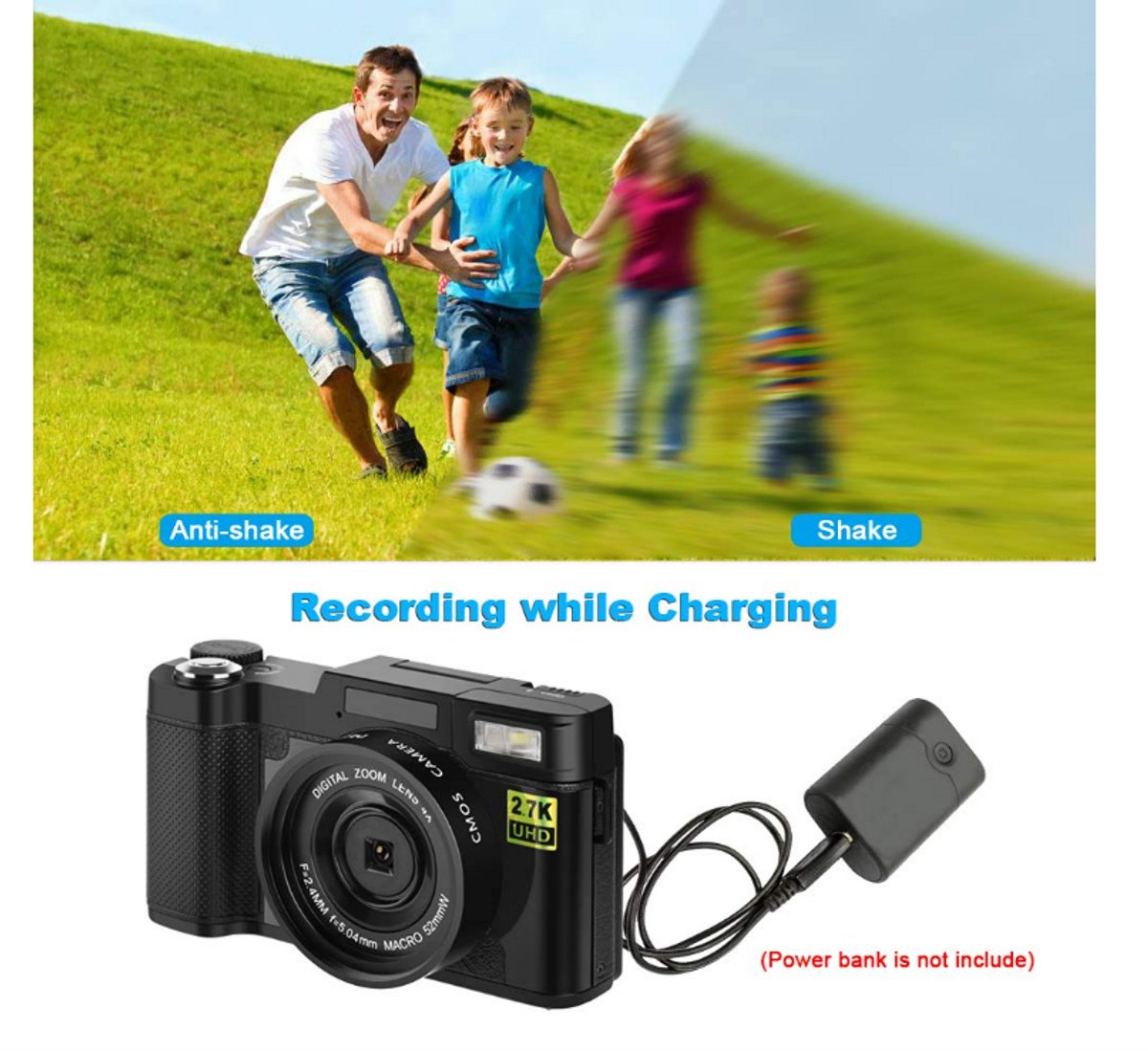 Digital Vlogging Camera 24MP 2.7K Full HD Flip Screen 32GB