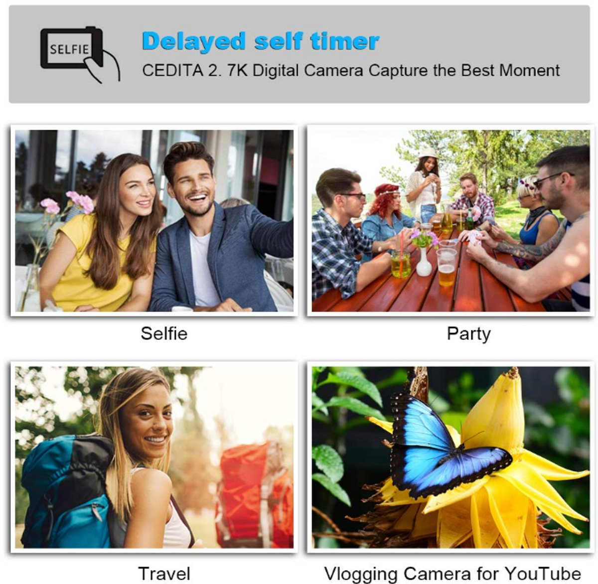 Digital Vlogging Camera 24MP 2.7K Full HD Flip Screen 32GB