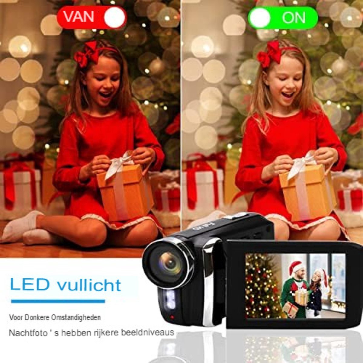 Digitale Videocamcorder FHD 1080P 24MP Met Draaibaar Flip-Screen