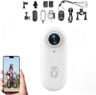 Draagbare camera 4K minicamera met 360° rotatieveerclip wit 32G-kaart