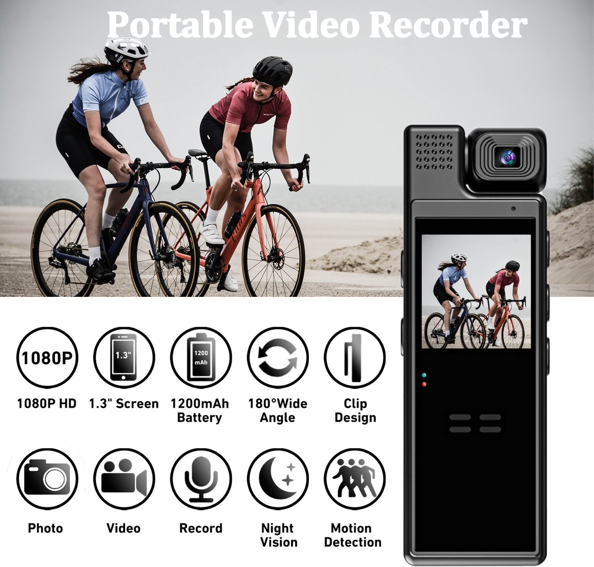 DrPhone ActionCore Draagbare Full HD Action Camera Zwart