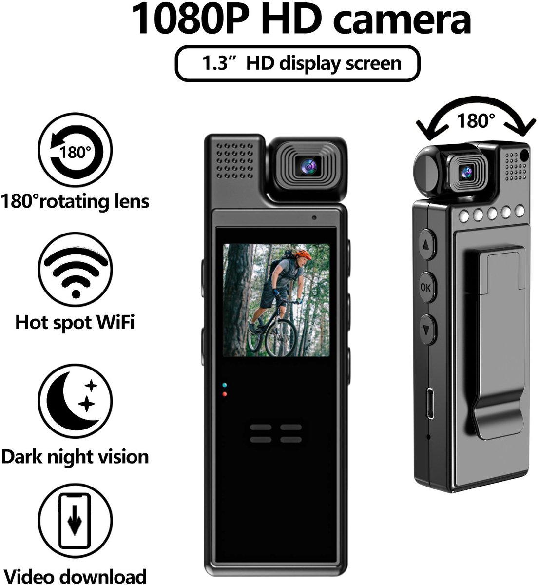 DrPhone ActionCore Draagbare Full HD Action Camera Zwart
