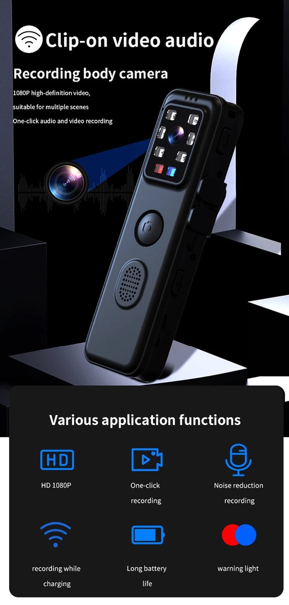 DrPhone GuardianCam Bodycam Zwart 64GB