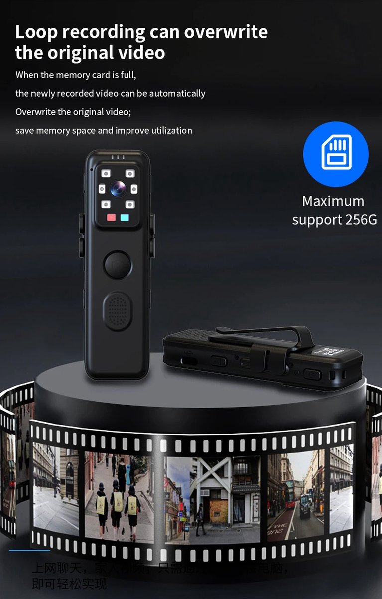 DrPhone GuardianCam Bodycam Zwart 64GB