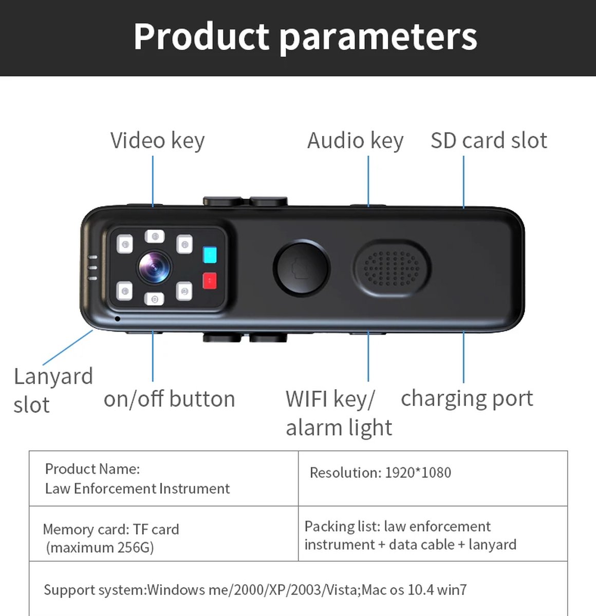DrPhone GuardianCam Bodycam Zwart 64GB
