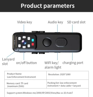 DrPhone GuardianCam Bodycam Zwart 64GB
