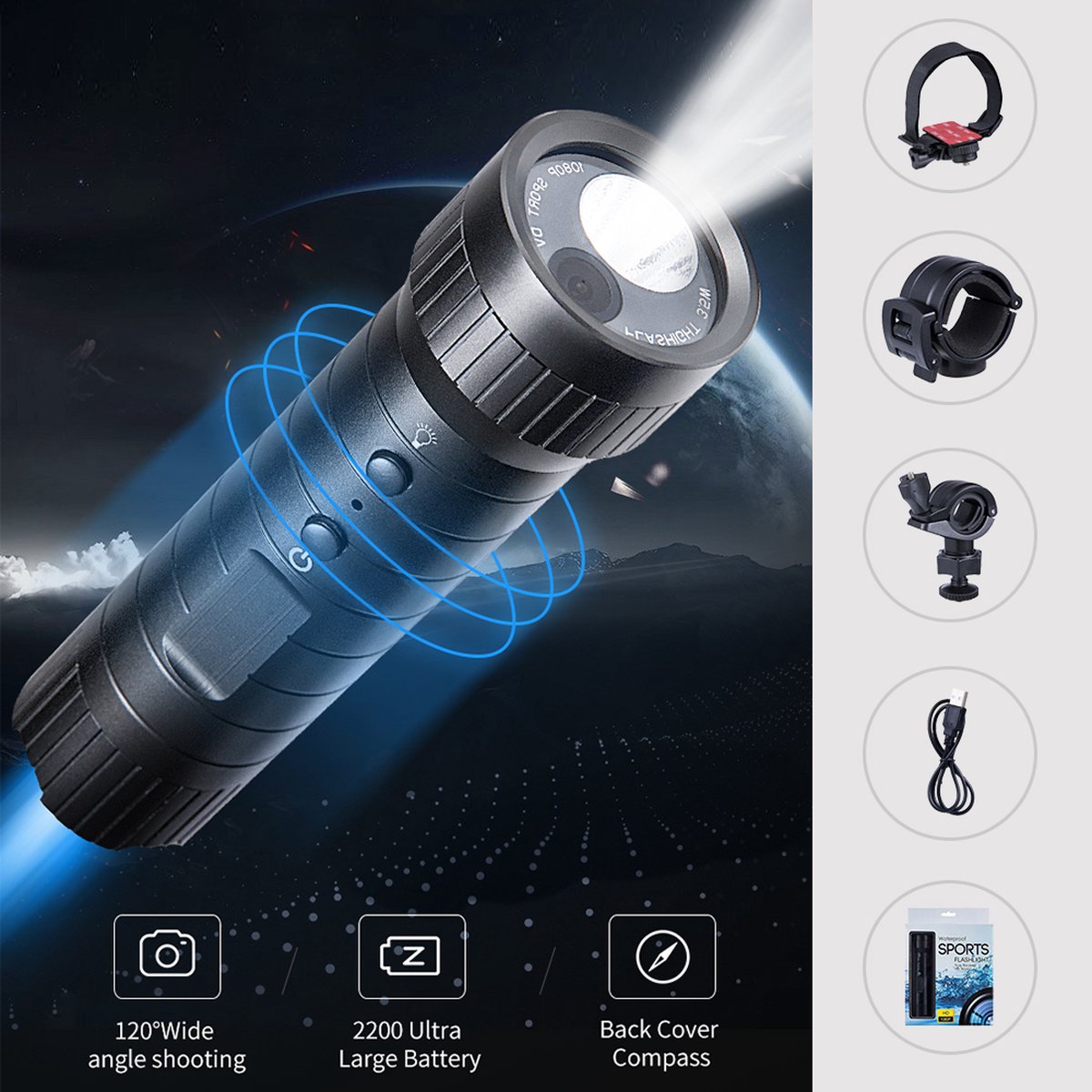 DrPhone SFL HD Sport Actiecamera 1080P 2MP Zwart
