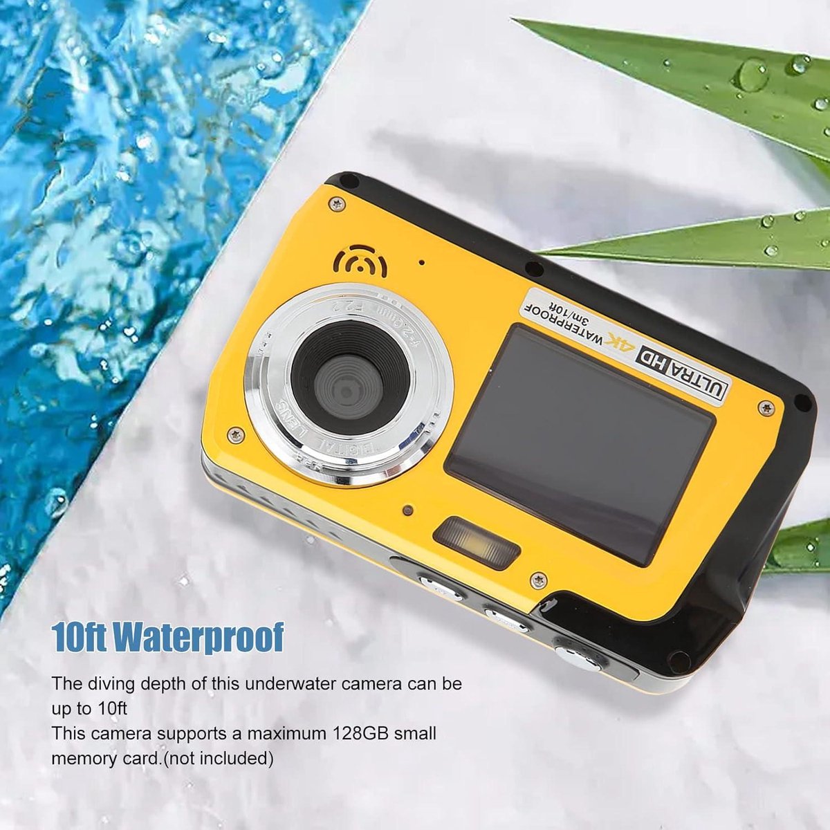 Dual Screen 4K Underwater Camera 56MP 18x Zoom Rechargeable Battery