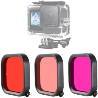 Duikfilter driekleurig, waterdichte behuizing voor GoPro Hero 13/12/11/10/9