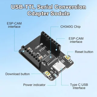 ESP32 CAM WiFi Bluetooth board met 2 MP camera en Type-C