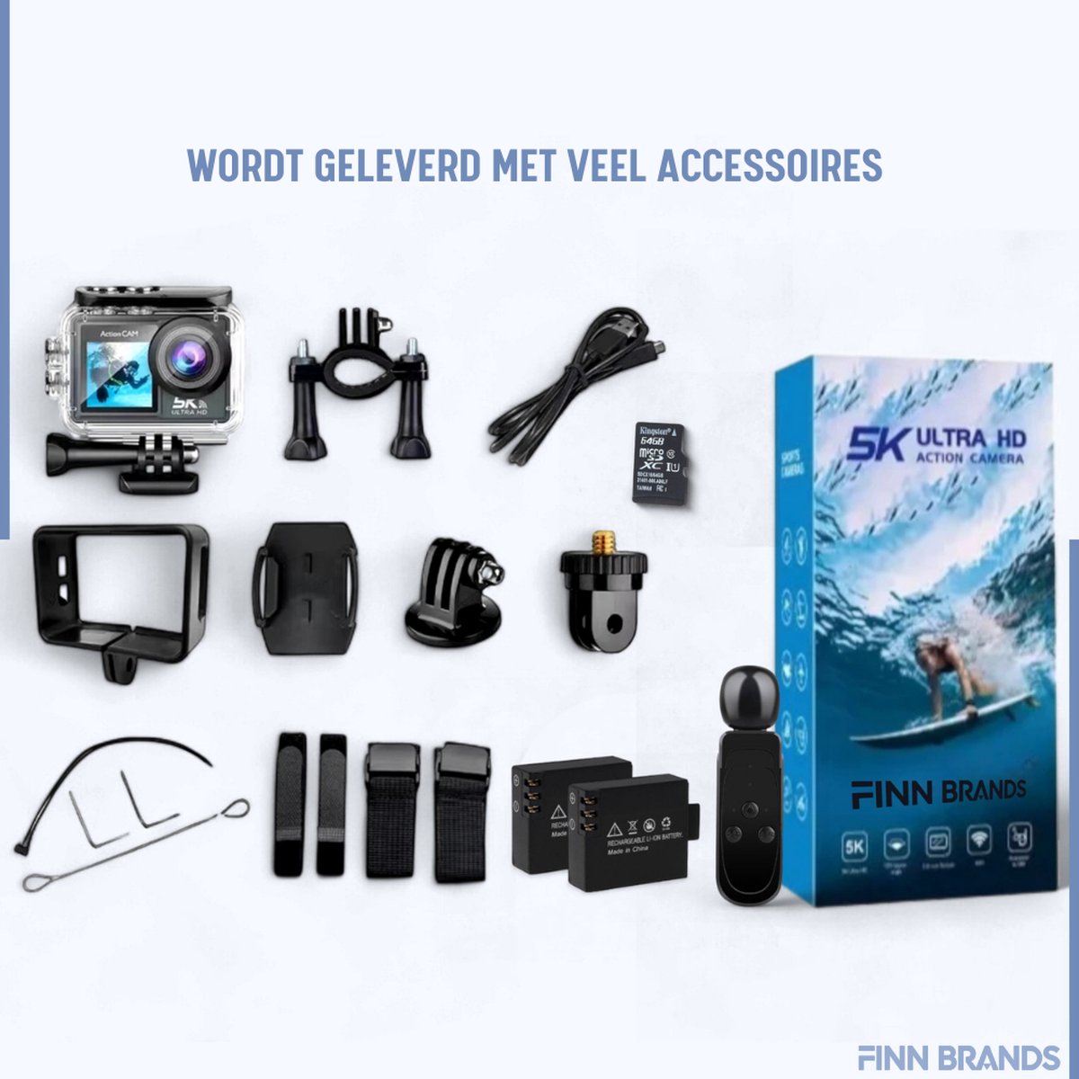 Finn B. 5K Action Camera UHD 60FPS 64GB