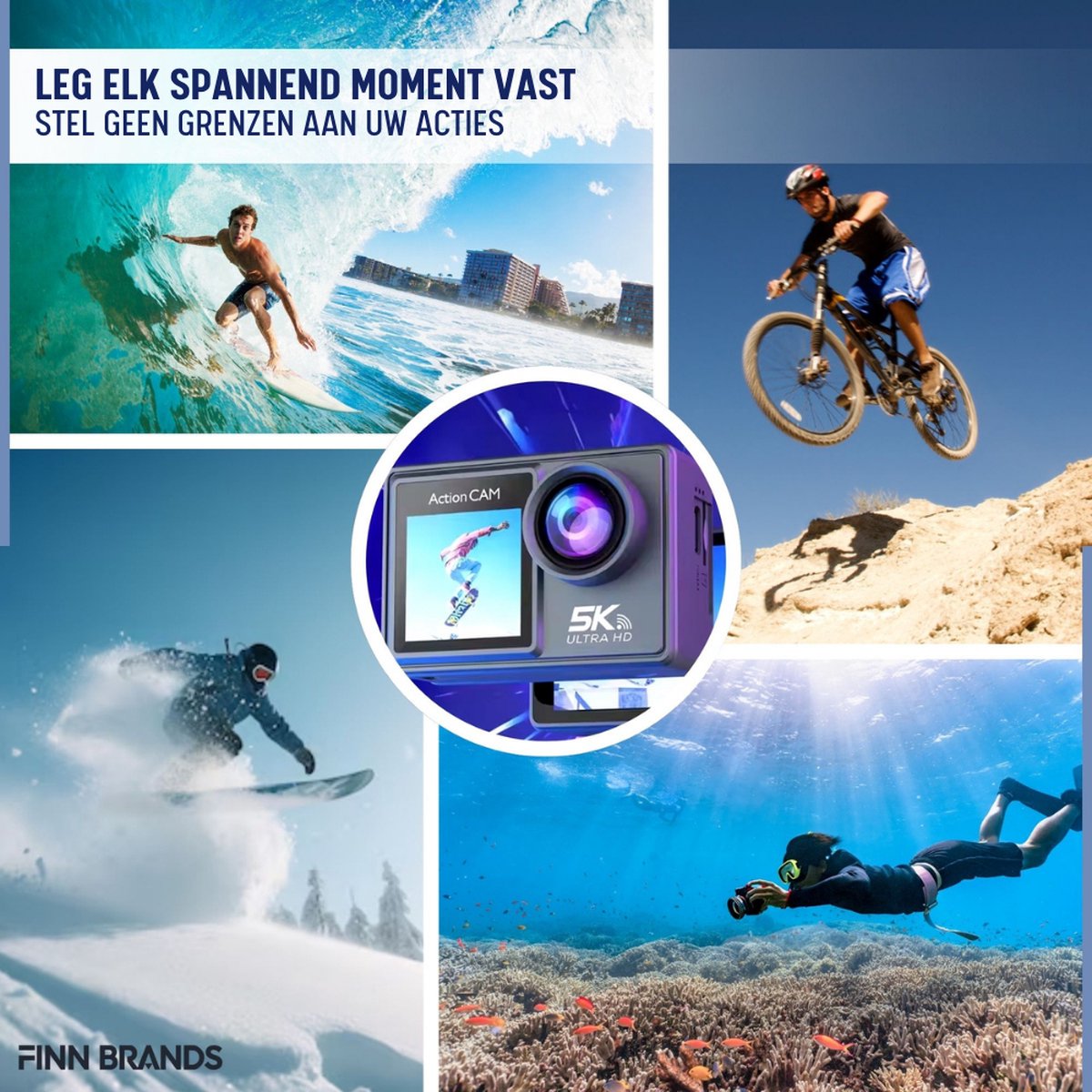Finn B. 5K Action Camera UHD 60FPS 64GB