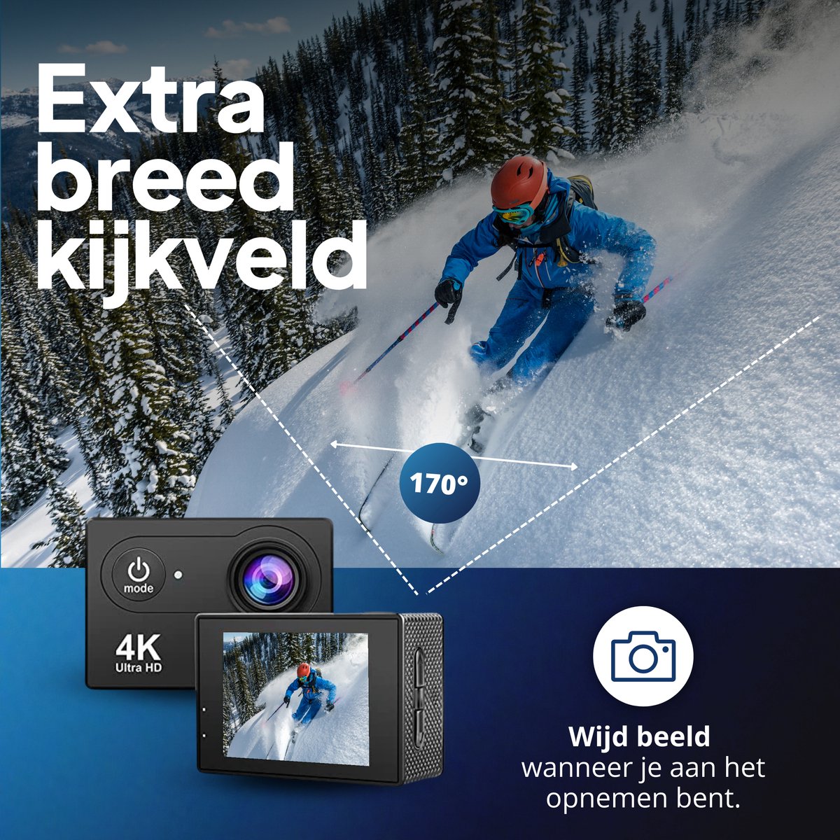 GoPro Action Camera 4K 30fps inclusief 64 GB SD kaart en accessoires