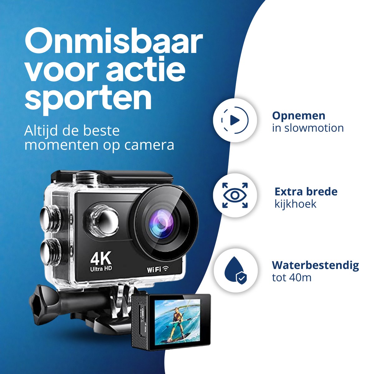 GoPro Action Camera 4K 30fps inclusief 64 GB SD kaart en accessoires