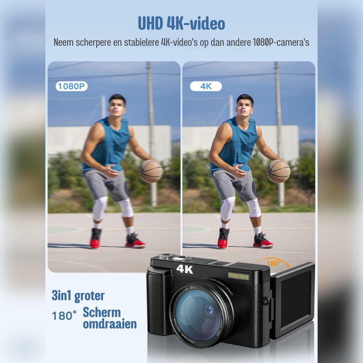 Handycam 4K 48MP Vlog Camera Zwart
