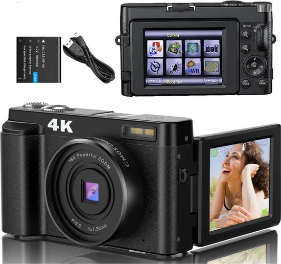 Handycam 4K 48MP Vlog Camera Zwart