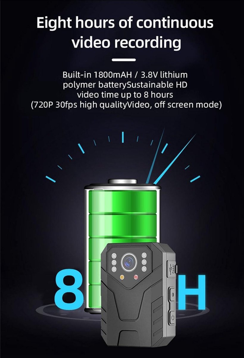HD Politiecamera 1296P Bodycam GPS 128G