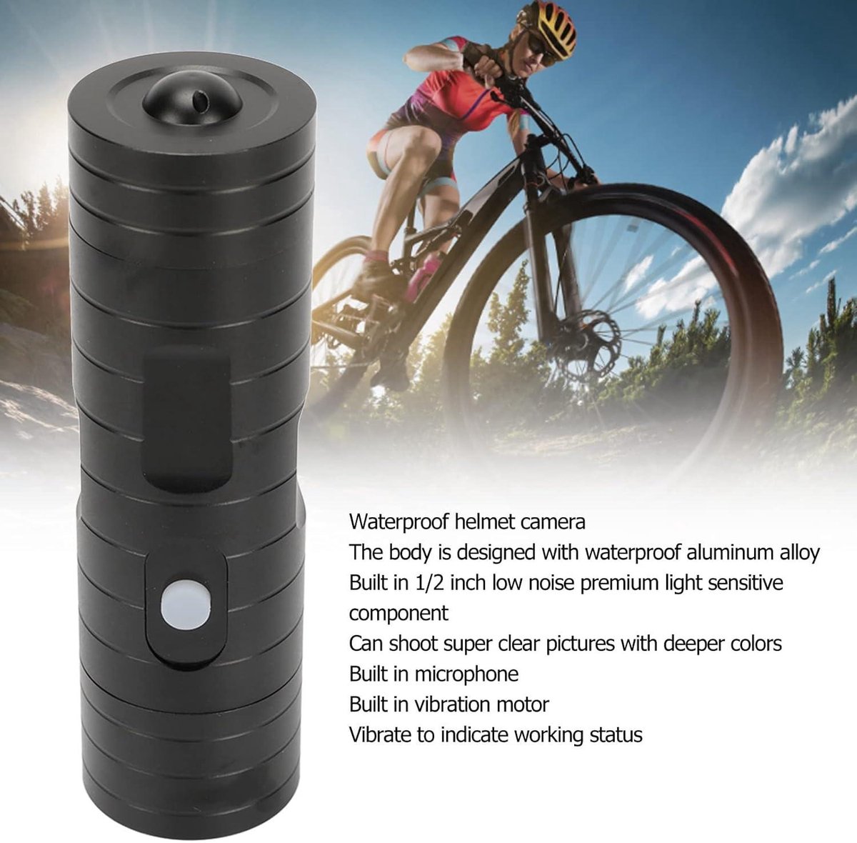 Hoofdcamera Wifi Aluminium Fietscamera 1080P 8MP 170° Zwart
