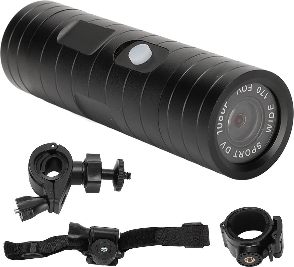 Hoofdcamera Wifi Aluminium Fietscamera 1080P 8MP 170° Zwart