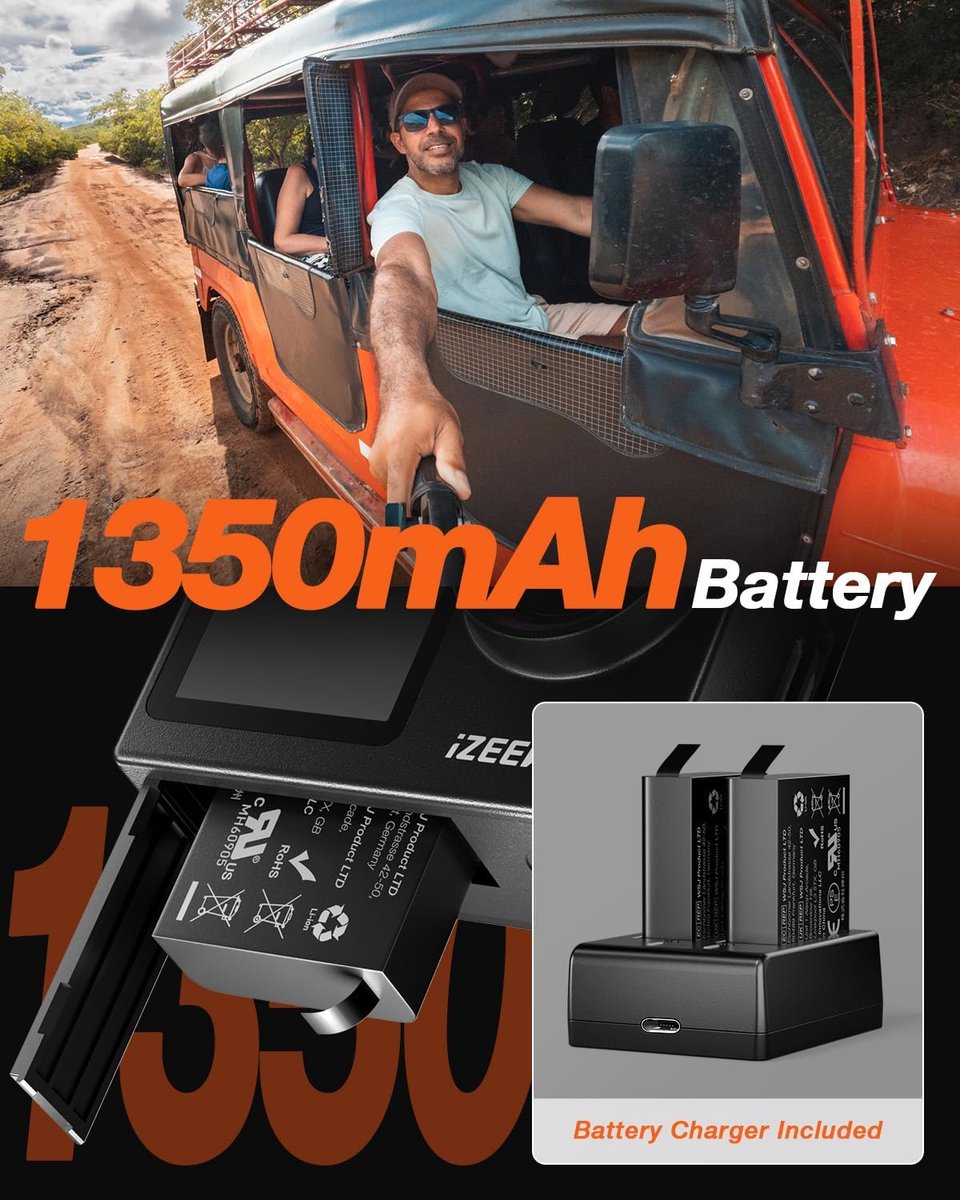 iZEEKER iA200 Action Cam 4K Dual Screen Waterdicht 40M