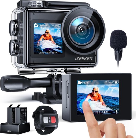 iZEEKER iA200 Action Cam 4K Dual Screen Waterdicht 40M