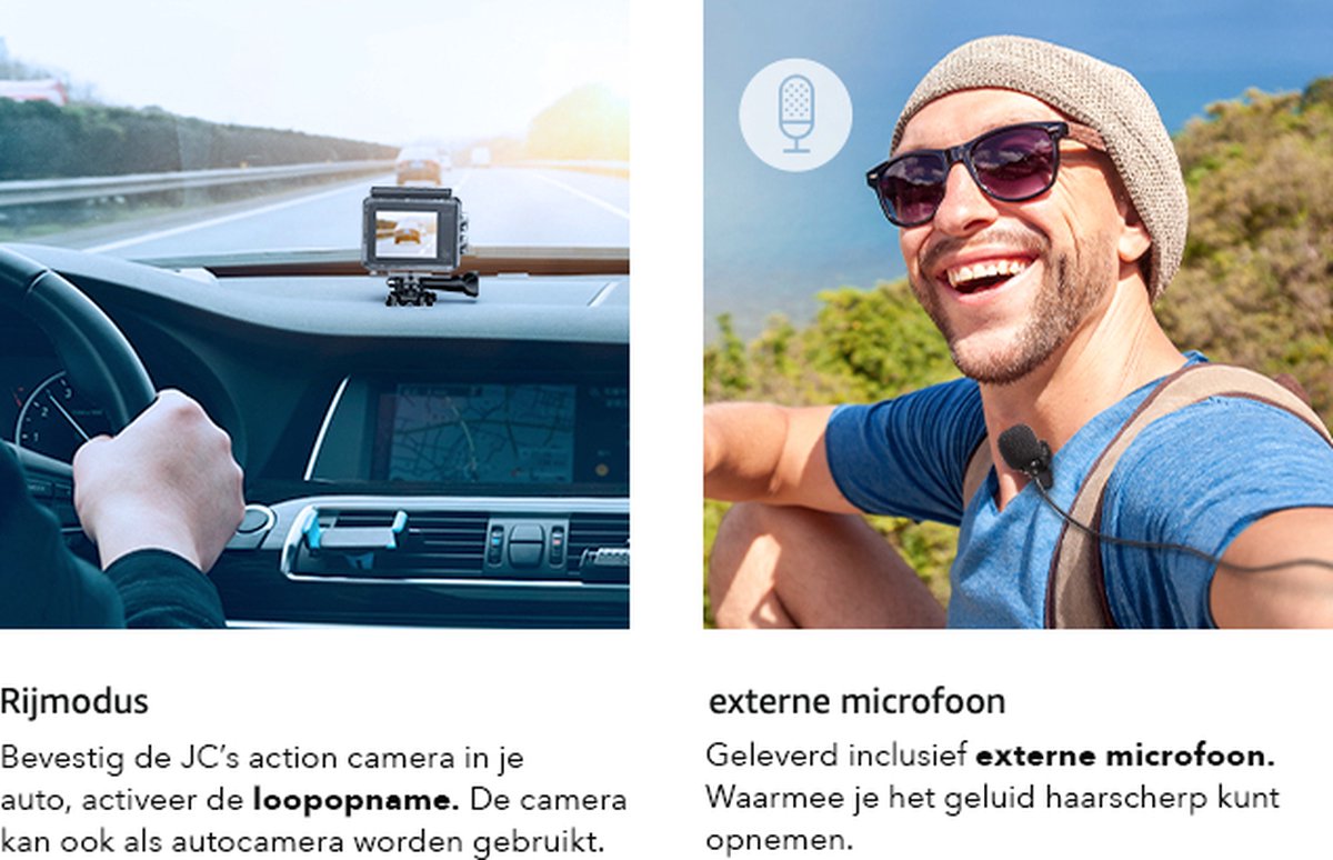 JC's Action Camera 4K Dual Screen met 32GB SD Kaart en Accessoires