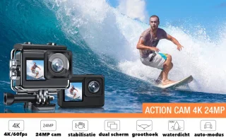 JC's Action Camera 4K Dual Screen met 32GB SD Kaart en Accessoires