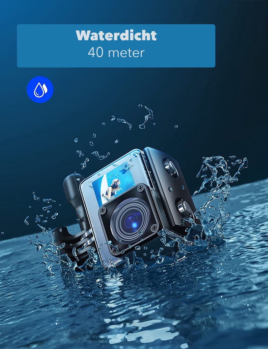 JC's Action Camera 4K Dual Screen met 32GB SD Kaart en Accessoires