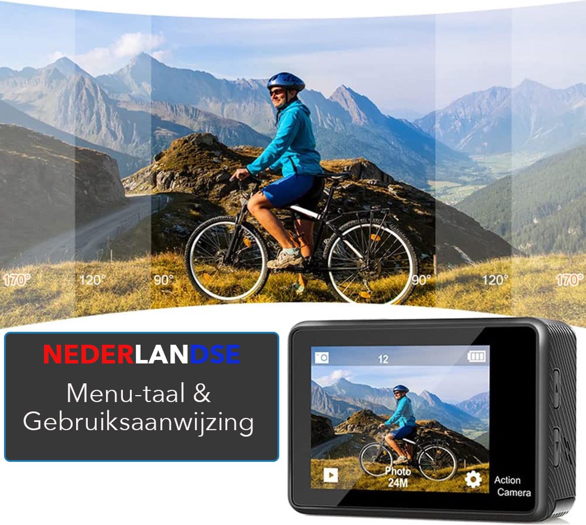 JC's Action Camera 4K Dual Screen met 32GB SD Kaart en Accessoires