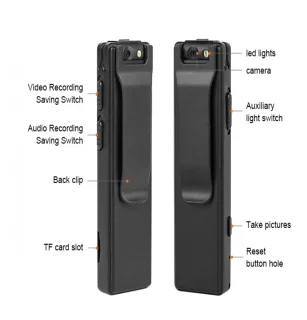 JeiibrZui Mini Bodycam Clip-On Camera - 1 stuk - Zwart