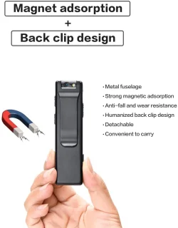 JeiibrZui Mini Bodycam Clip-On Camera - 1 stuk - Zwart