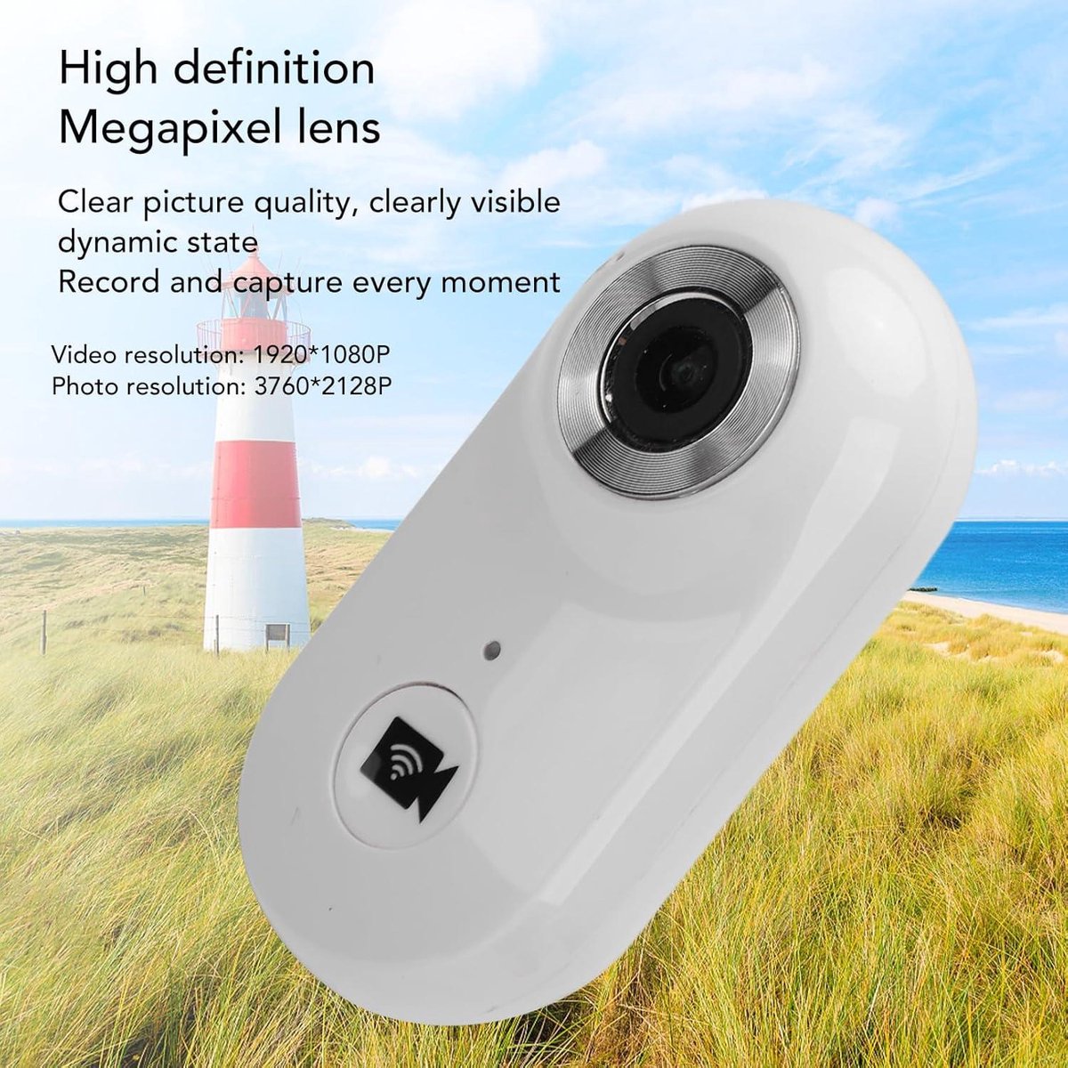 Kattenhalsband Camera 120° Groothoek HD Beveiligingscamera Wit
