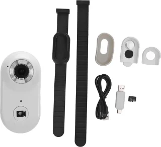 Kattenhalsband Camera 120° Groothoek HD Beveiligingscamera Wit