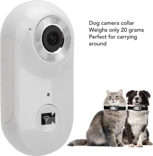 Kattenhalsband Camera 120° Groothoek HD Beveiligingscamera Wit