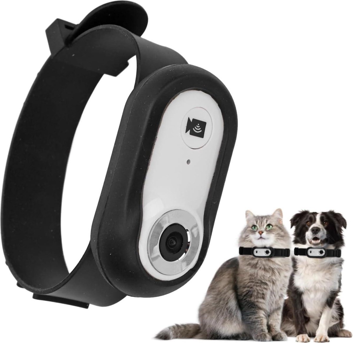 Kattenhalsband Camera 120° Groothoek HD Beveiligingscamera Wit