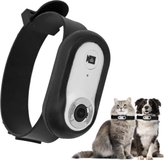 Kattenhalsband Camera 120° Groothoek HD Beveiligingscamera Wit