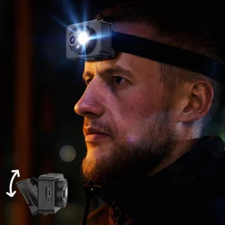 Koplampcamera met videorecorder voor fietsen en hardlopen, zwart