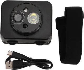 Koplampcamera met videorecorder voor fietsen en hardlopen, zwart