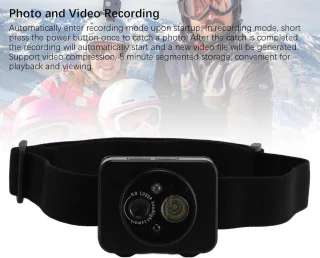 Koplampcamera met videorecorder voor fietsen en hardlopen, zwart