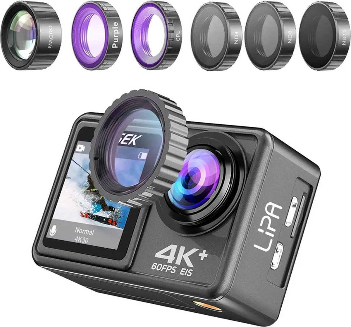 Lipa AT-S81ER 4K Dual Screen Action Camera