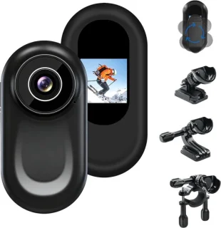 Mini actiecamera voor motorhelm, zwart