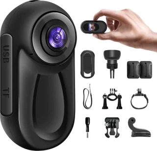 Mini actiecamera - zwart - 1080p hd bodycam met accessoires