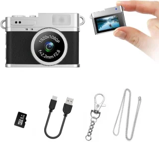 Mini Retro Sleutelhanger Digitale Camera - Zwart
