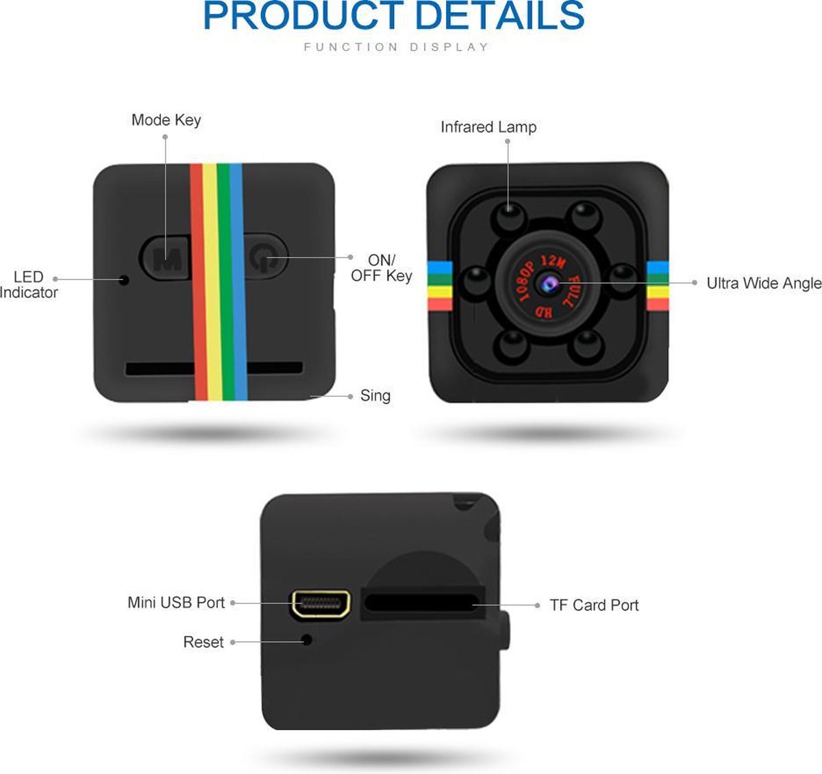 Mini Spy Camera Full HD 1080P Zwart