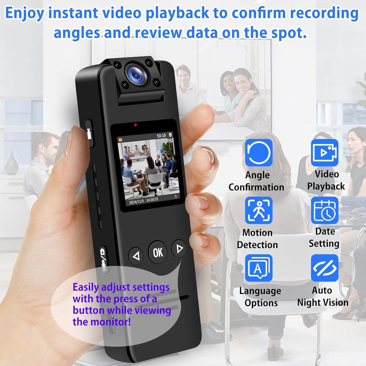 MKSS® Bodycam Action Cam 180º Draaibaar Zwart