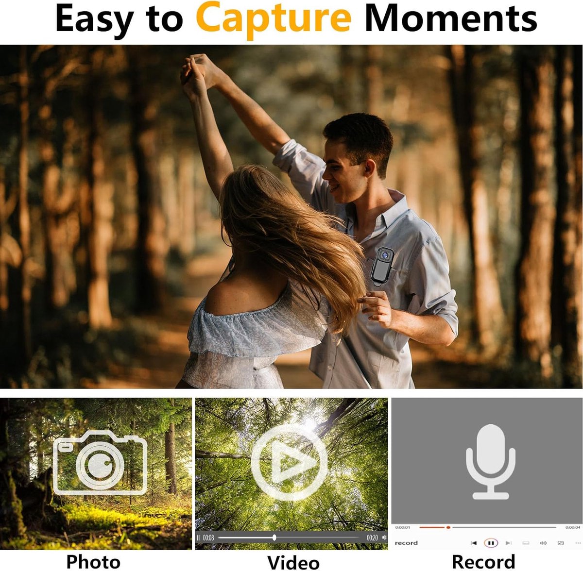 MKSS® Bodycam Action Cam 180º Zwart