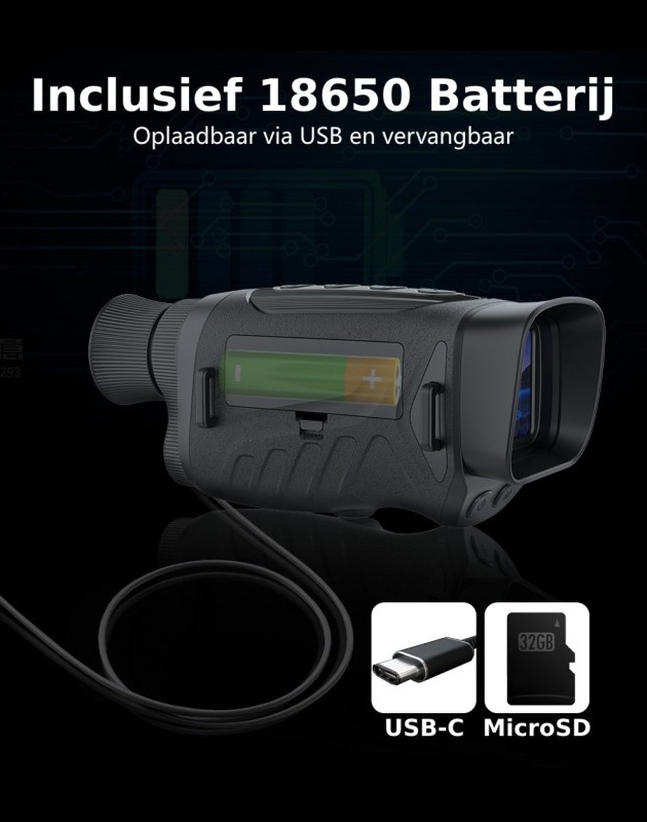 Nachtkijker 2 Inch Scherm 6x Optische Zoom incl. Beschermhoes en Kaartlezer