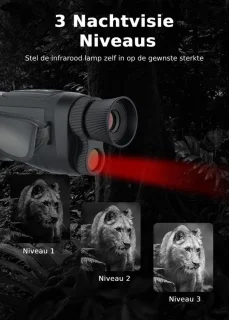 Nachtkijker met infrarood 2 Inch scherm 6x optische zoom inclusief beschermhoes en kaartlezer