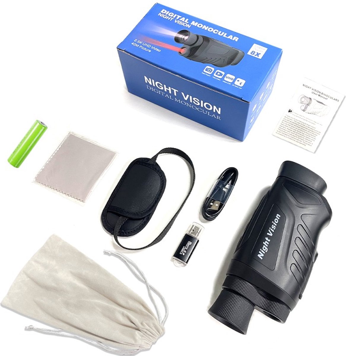 Nachtkijker met infrarood 2 Inch scherm 6x optische zoom inclusief beschermhoes en kaartlezer